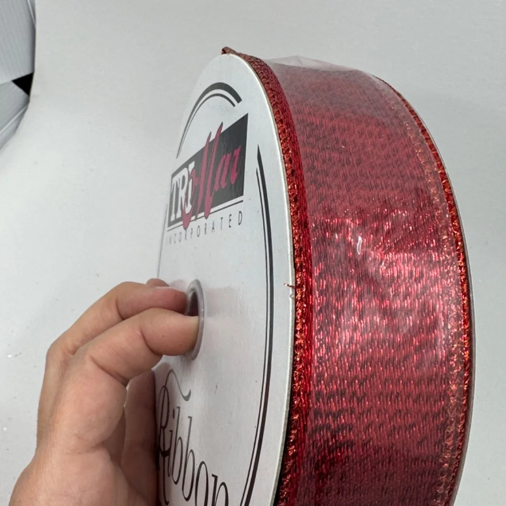 Set of 4 Red Wired Ribbon